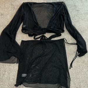 437 Swim sarong set in black